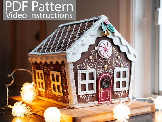 PDF Pattern Leather Gingerbread House Box