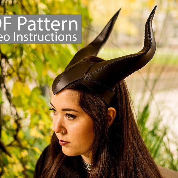 PDF Pattern Leather Horns Headpiece