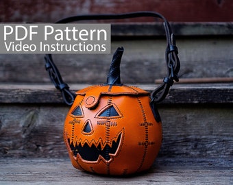PDF Pattern Leather Pumpkin Jack O' Lantern bag