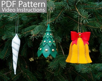 PDF Pattern Leather Christmas Tree Ornaments Tree Bell Icicle