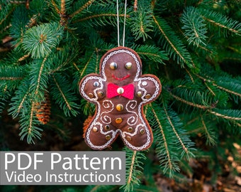 PDF Pattern Leather Gingerbread Man Ornament