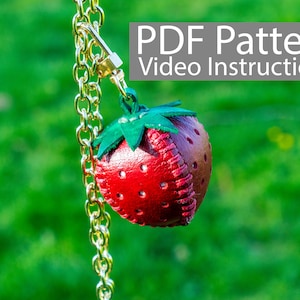 PDF Nähanleitung Leder Erdbeere Schlüsselanhänger