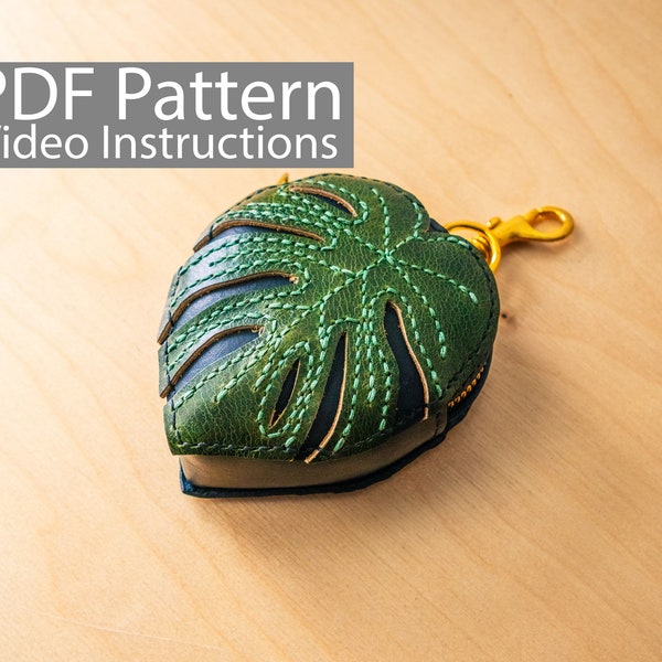 PDF Pattern Leather Monstera Leaf Coin Purse