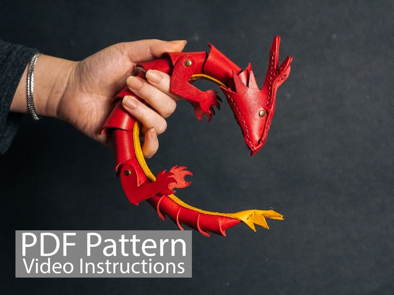 PDF Pattern Leather Articulated Small Dragon image 1