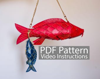 PDF Pattern Leather Koi Fish Bag and Coin Purse