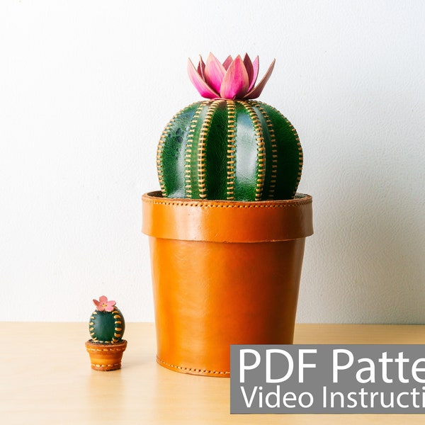 Caja y llavero de cactus de cuero con patrón PDF