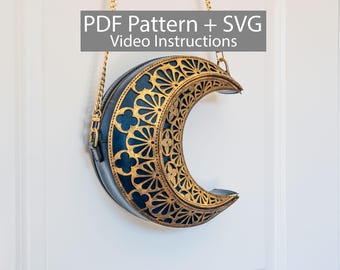 PDF + SVG Pattern Leather Ornate Crescent Moon Bag