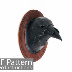 PDF Pattern Leather Raven Head Wall Mount