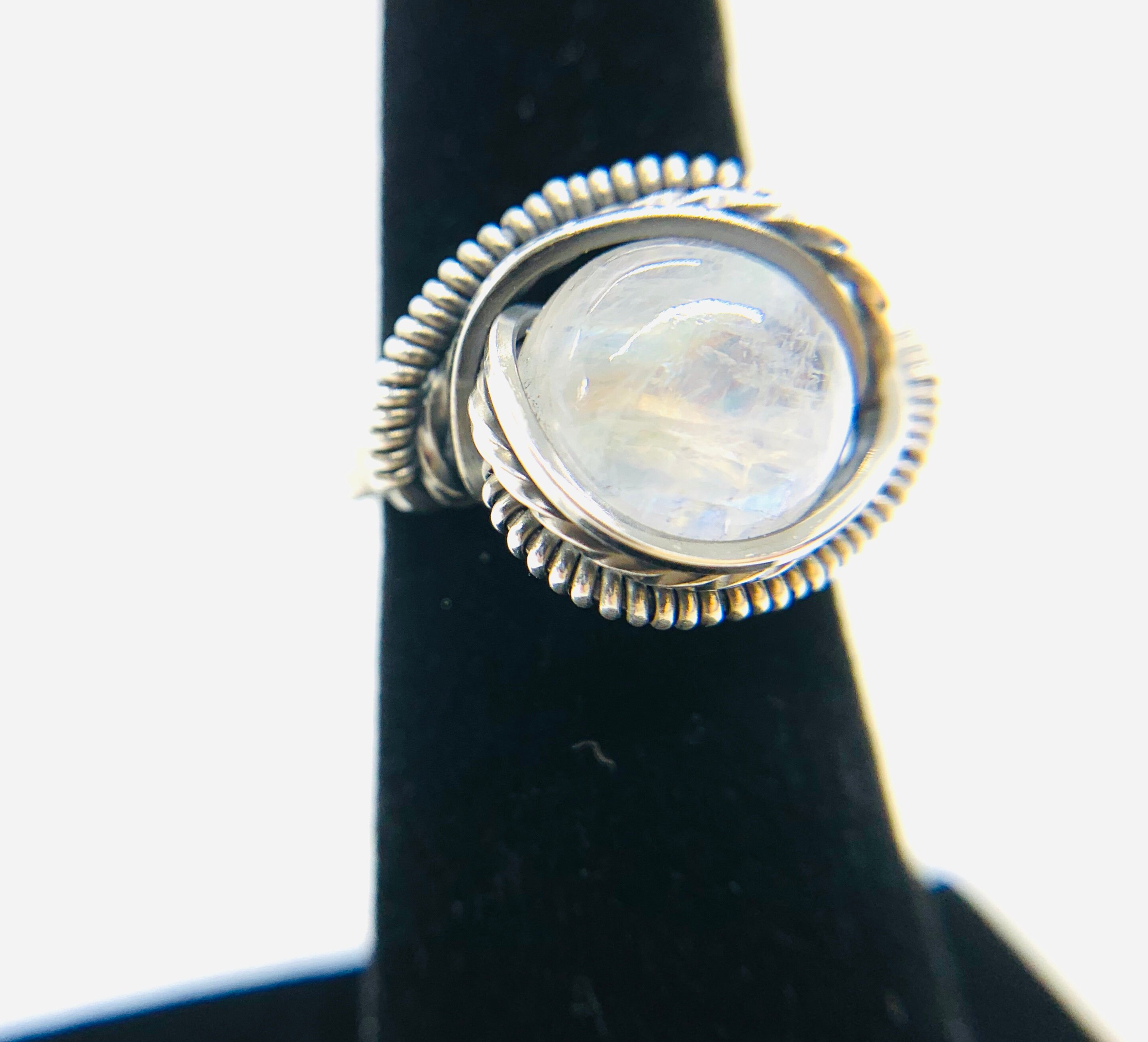 Rainbow Moonstone Ring Wire Wrapped Ring Wire Ring Silver | Etsy