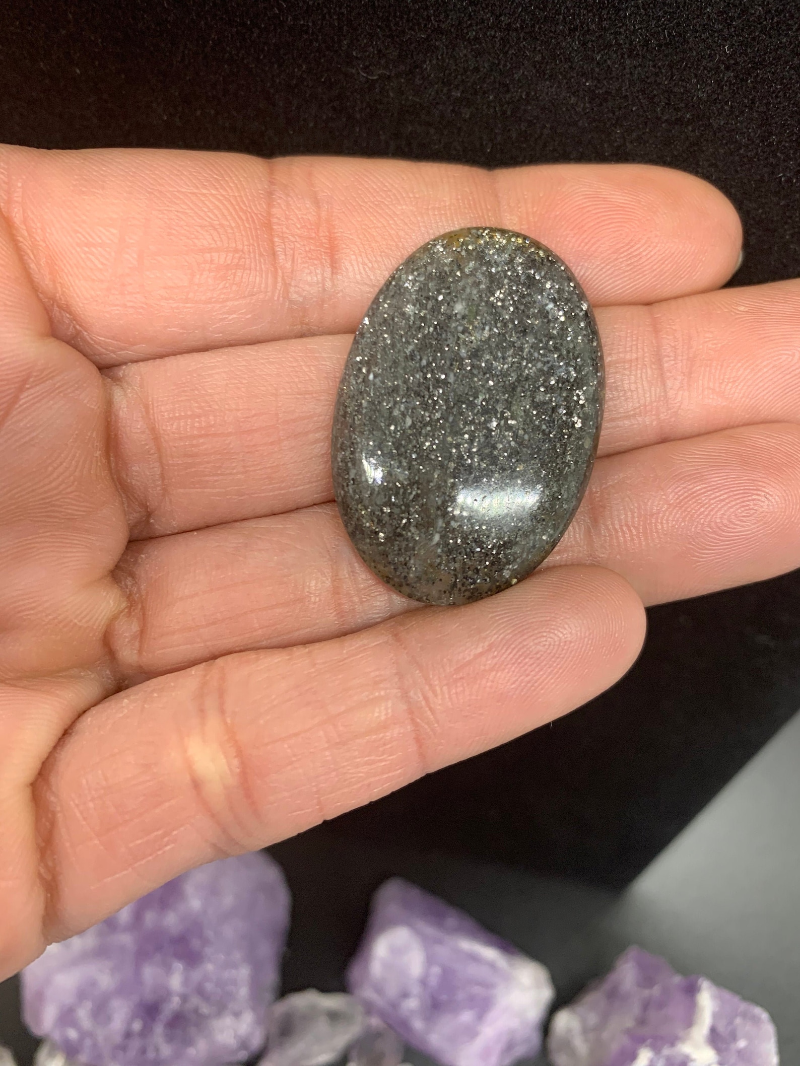 Grade AAA Natural Black Goldstone Cabochon Gemstone Palm stone Etsy