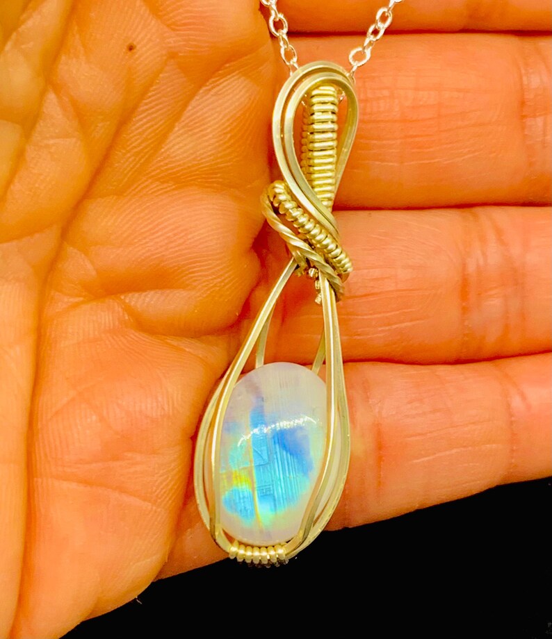 Silver Moonstone Pendant Wire Wrapped Moonstone Necklace Moonstone Pendant Silver Moonstone Necklace