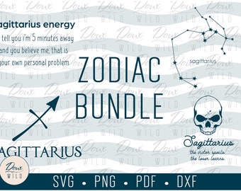 Sagittarius Bundle svg zodiac energy birthday horoscope astrology sun sign print vinyl design cut files DIGITAL DOWNLOAD ONLY vector png dxf