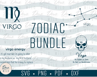 Virgo Bundle svg zodiac energy birthday horoscope astrology sun sign print vinyl design cut files DIGITAL DOWNLOAD ONLY vector png dxf