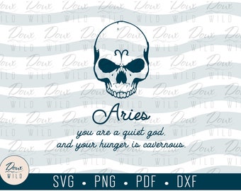 Aries Skull svg, zodiac energy birthday horoscope stars astrology sun sign print vinyl design cut files DIGITAL DOWNLOAD ONLY vector png dxf