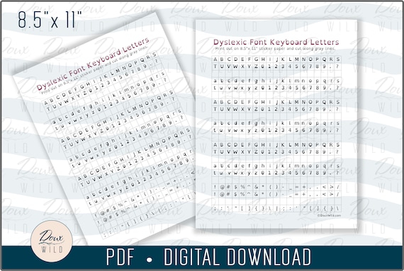 dyslexic font keyboard letters 8 5x11 pdf homeschool typing etsy