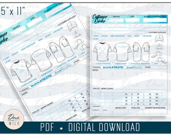 Printable Customer Order Form 8.5x11 PDF Business Invoice Craft Show Custom screen printing embroidery vinyl htv - INSTANT DOWNLOAD Only