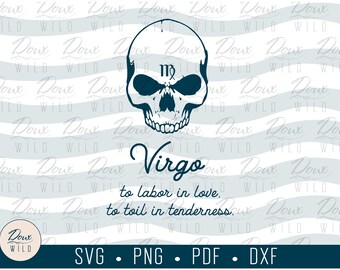 Virgo Skull svg zodiac birthday energy stars horoscope astrology sun sign print vinyl design cut files DIGITAL DOWNLOAD ONLY vector png dxf