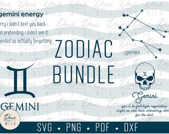 Gemini Bundle svg, zodiac energy birthday horoscope astrology sun sign print vinyl design cut files DIGITAL DOWNLOAD ONLY vector png dxf