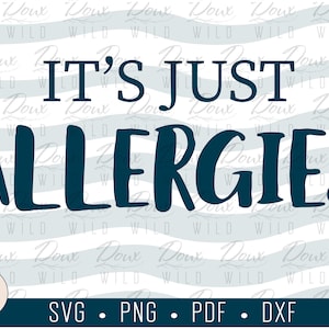 Es ist nur Allergien svg, lustige Quarantäne Erkältungsgrippe Witz Sorge Panik Zeichen Druck Vinyl Design Dateien NUR DIGITALER DOWNLOAD Vektor Png Dxf