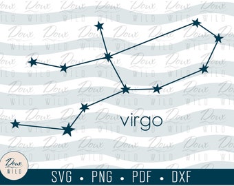 Virgo Constellation svg zodiac birthday sun horoscope astrology sign print vinyl design cut files DIGITAL DOWNLOAD ONLY vector png dxf