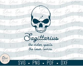 Sagittarius Skull svg zodiac birthday stars horoscope astrology sun sign energy vinyl design cut files DIGITAL DOWNLOAD ONLY vector png dxf