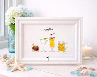 Sea Glass Cocktail Art-it's Five O'clock Somewhere-framed Decor