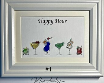 Sea glass art, "Happy Hour".