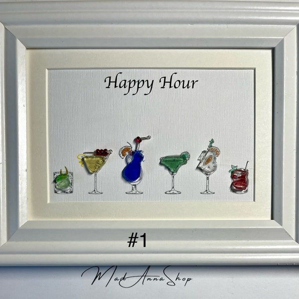 Sea glass art, "Happy Hour".