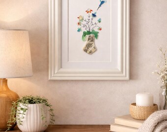 Sea glass Vase Of Flowers