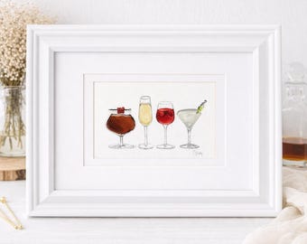 Framed Cocktail Art Print – Modern Home Bar Decor