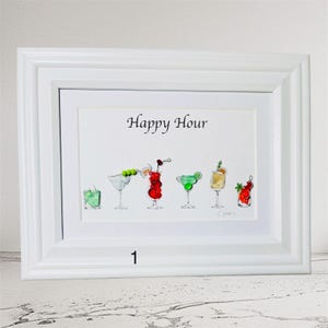 Sea glass art,&quot;Happy Hour #1” ( new items posted daily)