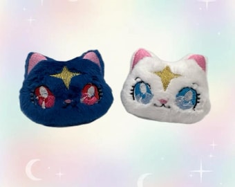 Kawaii Black Cat Hair Clips, Anime Inspired Cat Barrettes, Magical Girl Accessories, Cosplay Hair Clips, Goth Kawaii Style