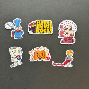 Pegatinas de vinilo de personajes de Schoolhouse Rock por el 50.º aniversario
