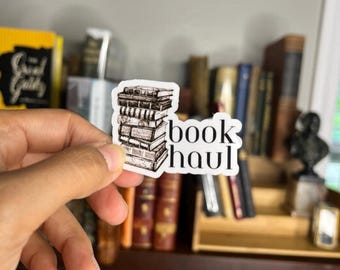 Autocollant en vinyle pour amoureux des livres livresques, pile de livres