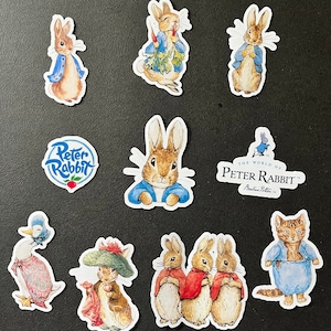 10 adesivi in vinile di Beatrice Potter Peter Rabbit e i suoi amici