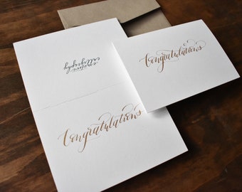 Two Luxury Gold Calligraphy Congratulations Cards