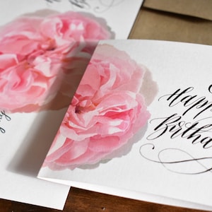 Rose & Kalligraphie Geburtstagskarte