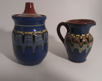 Jarra y azucarera de cocina RedWare vintage