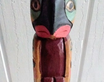 Vintage Totem pole hand carved