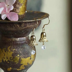 Vintage Christmas Bell Earrings, Bell Dangle Earrings Silver, Small Drop Earrings, Jingle Bells Earrings, Antique Silver Earrings, Gifts