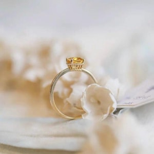 Princess Cut Citrine Promise Ring, Dainty Citrine Ring, Natural Citrine Engagement Ring, Square Citrine Ring, Solitaire Citrine Ring, Gifts
