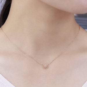 Dainty Diamond Necklace, Sun Pendant Necklace, White Topaz Necklace, Clear White Topaz Pendant, Round Charm Pendent Necklace, Gifts