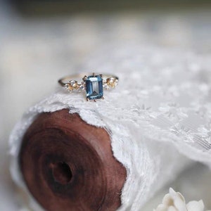 Topaz Engagement Ring, London Blue Topaz Ring, Topaz Baguette Ring, December Birthstone Ring, Topaz Promise Ring, Gemstone Band Ring, Gifts