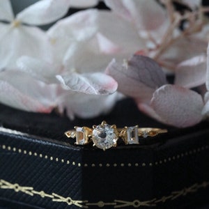Three Stone Engagement Ring, Past Present Future Ring, Brilliant White Topaz Ring, Classic Promise Ring, Stunning Diamond Bridal Ring