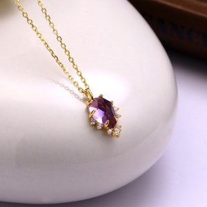 Dainty Amethyst Necklace, Amethyst Pendant Necklace Gold, Natural Purple Amethyst Necklace, February Birthstone Necklace, Amethyst Jewelry