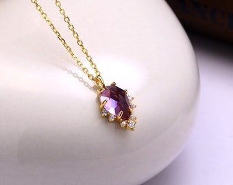 Dainty Amethyst Necklace, Amethyst Pendant Necklace Gold, Natural Purple Amethyst Necklace, February Birthstone Necklace, Amethyst Jewelry