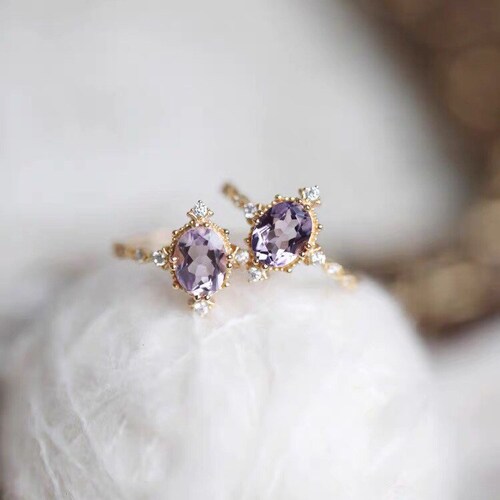 Amethyst Engagement Ring Dainty Amethyst Promise Ring Etsy