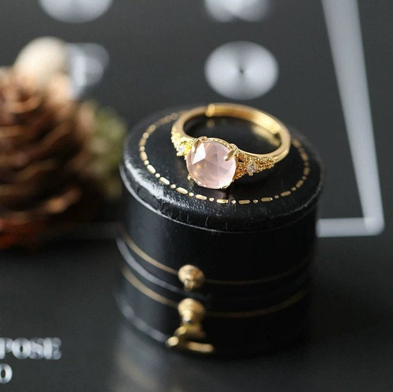 Rose Quartz Engagement Ring Pink Quartz Promise Ring Etsy