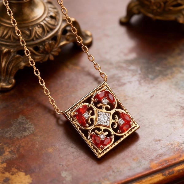 Genuine Garnet Necklace, Vintage Garnet Necklace, Heart Garnet Pendant Necklace, Delicate Necklace, January Birthstone Necklace, Gifts