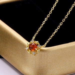 Collar de granate rojo natural, colgante de granate dorado, collar de granate pequeño, collar de piedras preciosas, piedra de nacimiento de enero, regalos de cumpleaños